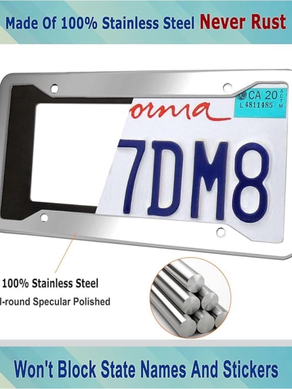 Chrome License Plate Frame & Hardware Set - Silver